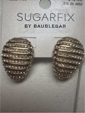 SUGARFIX by BaubleBar Gold and Crystal Oval Statement Stud Earrings - Gold
